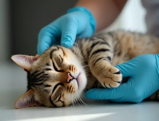 Specialist carefully handling a deceased cat with dignity in Kalorama